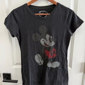 Disney Black Tee with Sparkling Mickey Design